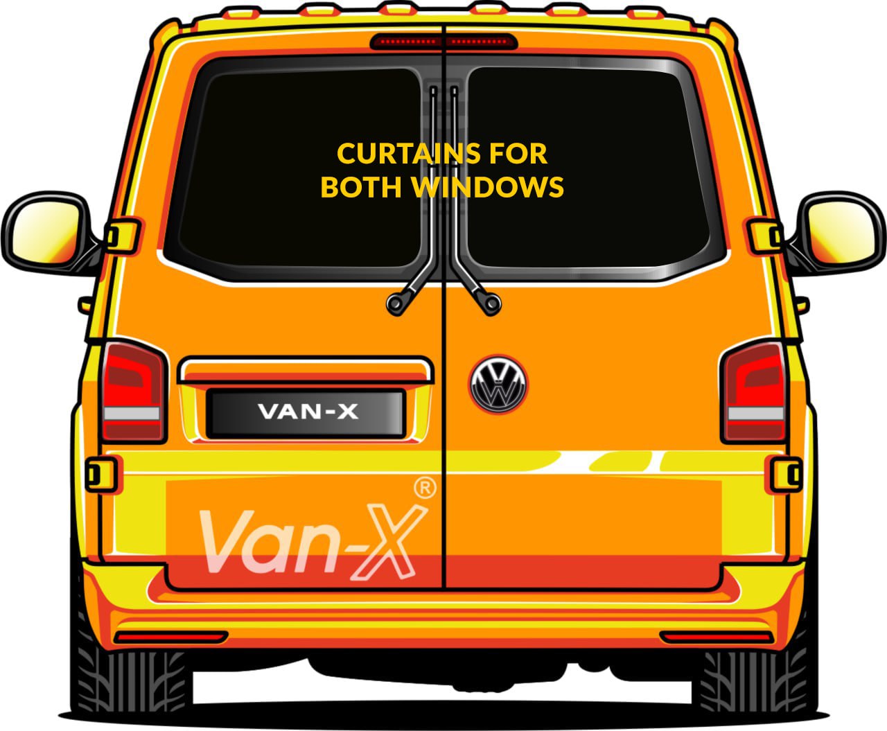 For VW T4 Transporter Van Conversion Premium Curtains Van-X - Black/Grey
