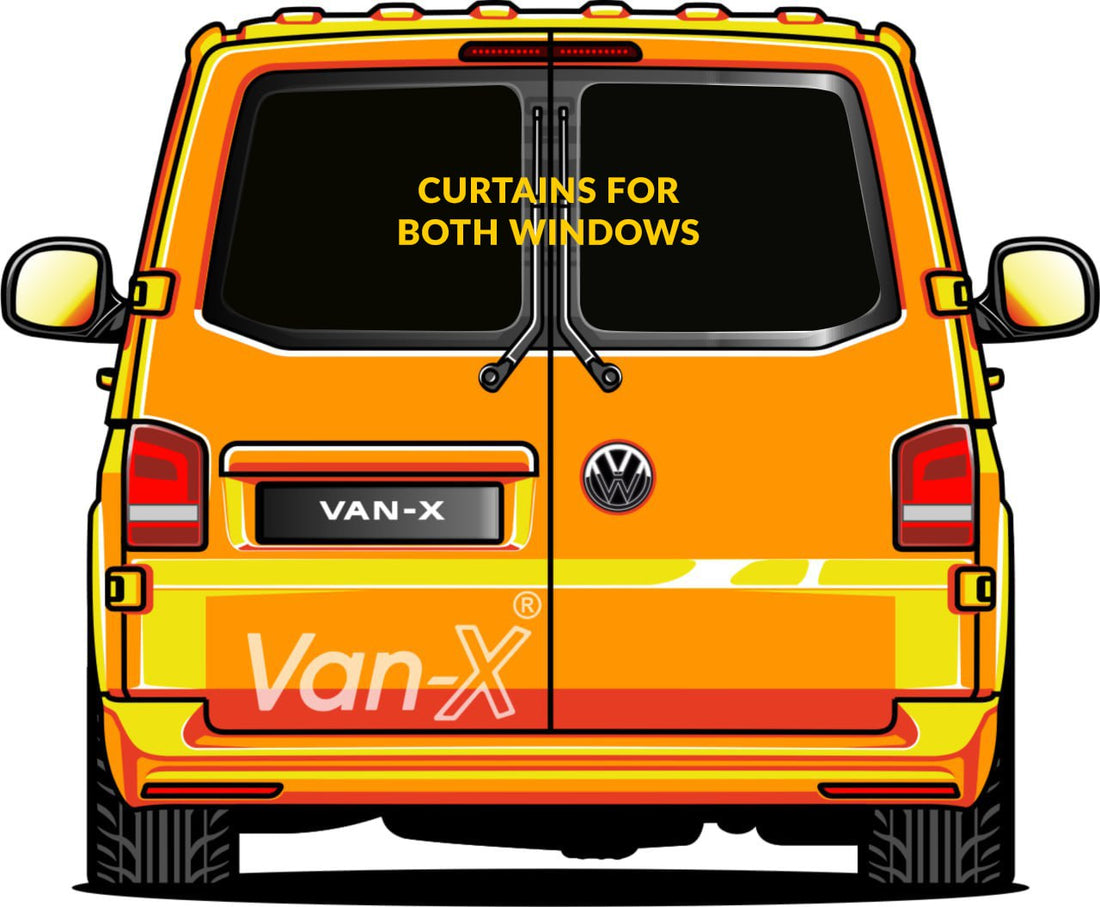 For VW T5 Transporter Van Conversion Premium Curtains Van-X - Black/Grey