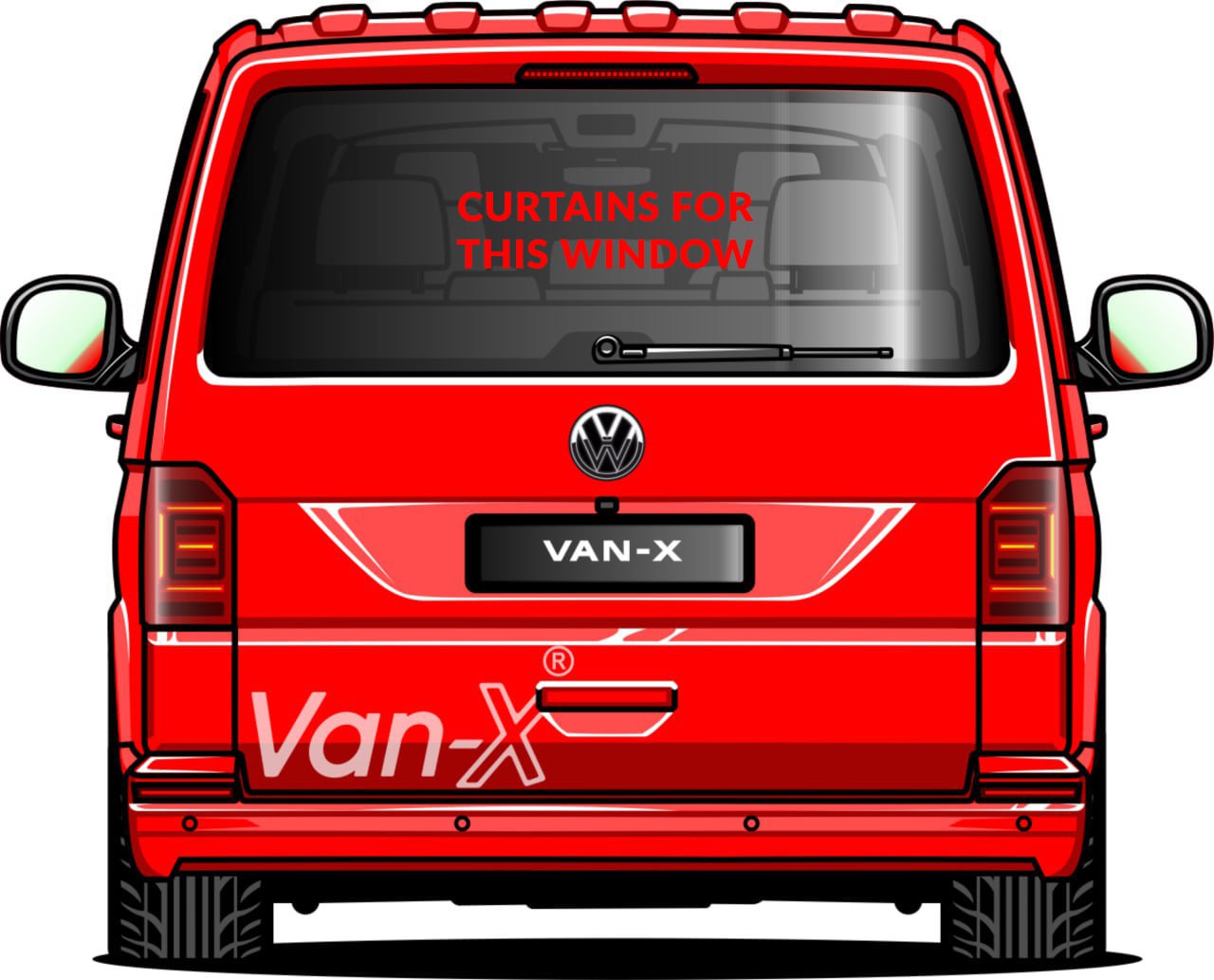 For VW T6 Transporter Van Conversion Premium Curtains Van-X - Black/Black