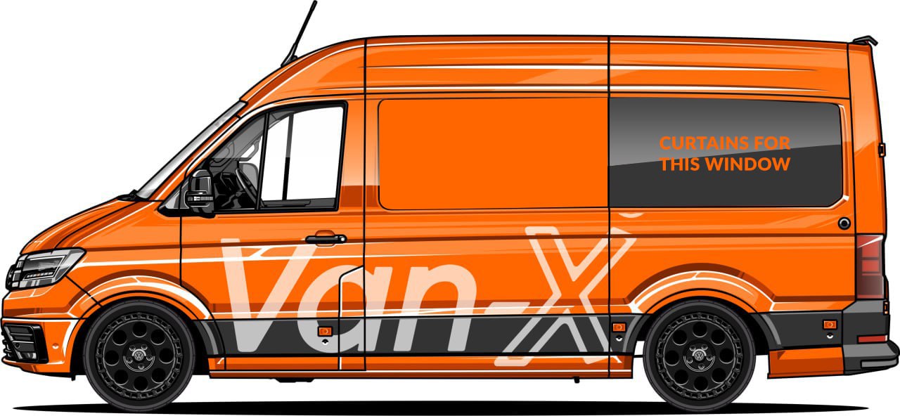 For Mercedes Sprinter Premium Window Curtains Van-X - Black/Grey