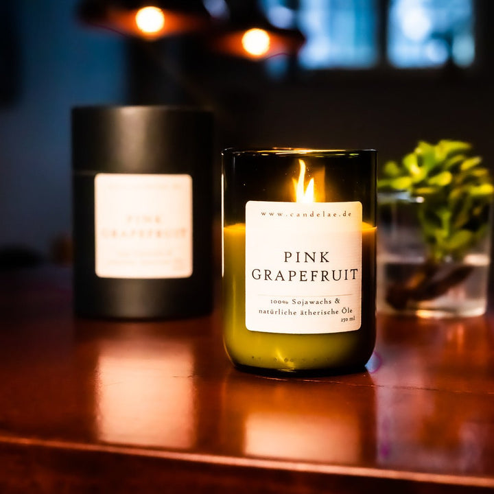 Pink Grapefruit Scented Candle by Candelae - Handmade with natural ingredients