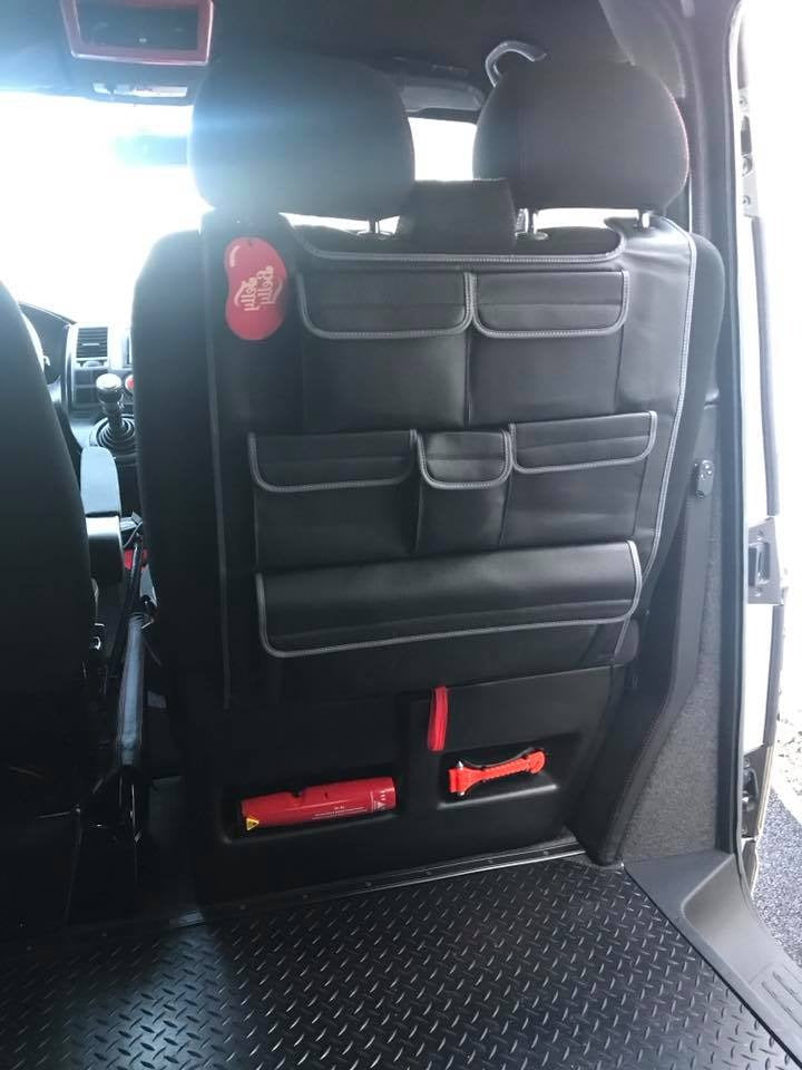 For VW T5 & T5.1 Transporter Double Seat Back Organiser – Premium Leatherette Storage Solution
