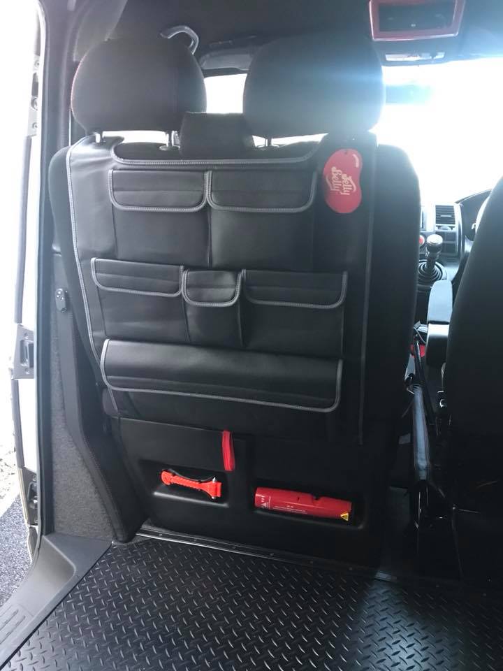 For VW T6 &amp; T6.1 Transporter Double Seat Back Organizer – Premium Leatherette Storage Solution
