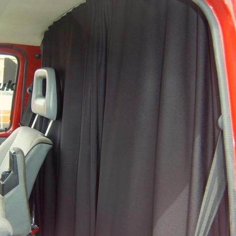 VW T6 / T6.1 Cab Divider Curtain Kit (Rear Seat Separation), 5 Colour Options, incl. Rail & Rivets | Van-X
