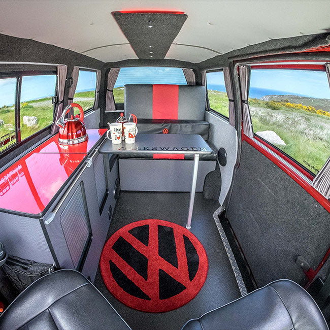 For VW T6.1 Transporter Van Conversion Premium Curtains Van-X - Black/Grey