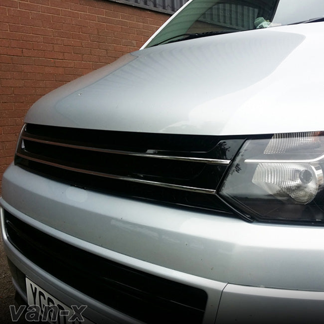 For VW Volkswagen T5.1 Front Badgeless Grille – Gloss Piano Black Finish | Van-X