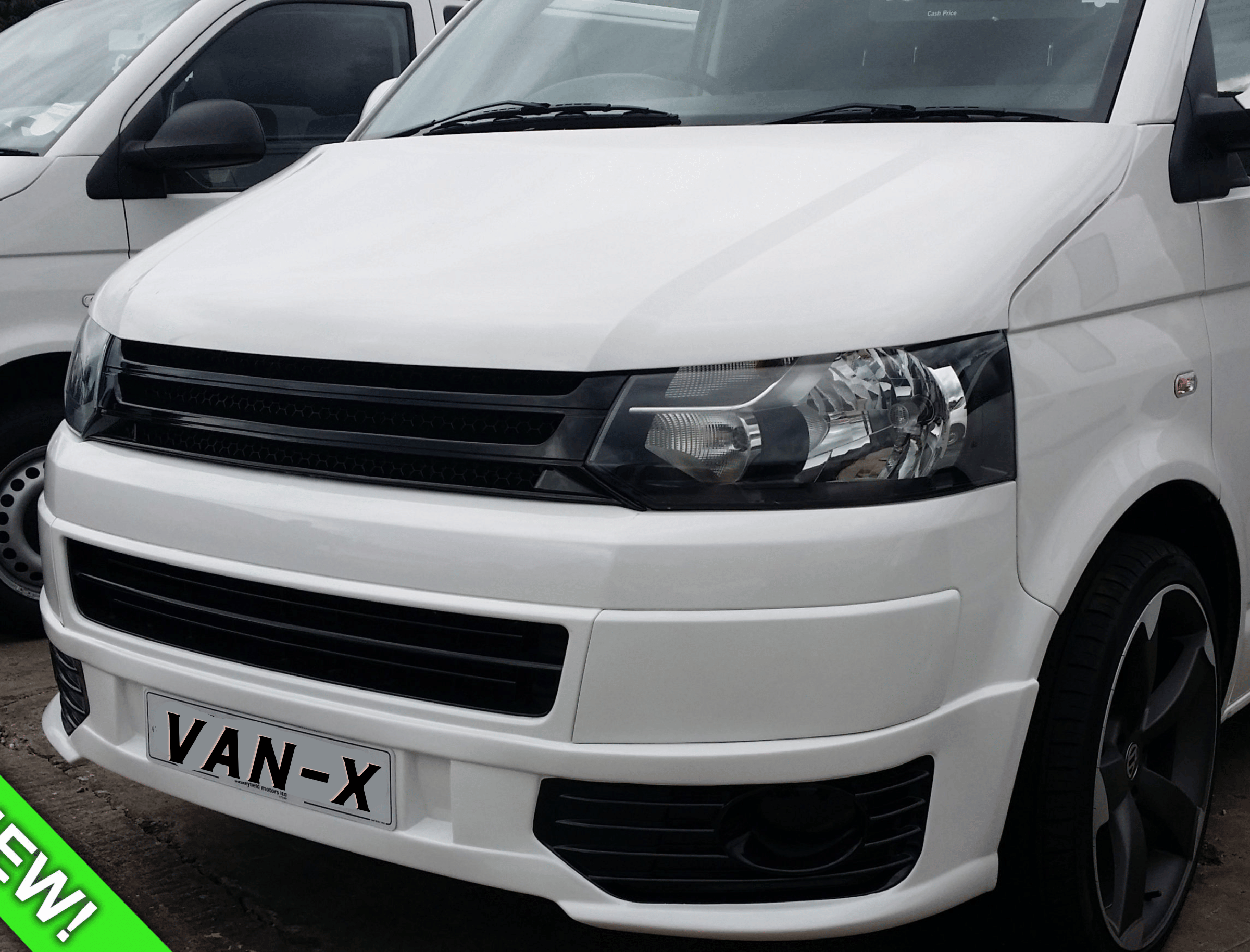 For VW Volkswagen T5.1 Front Badgeless Grille – Gloss Piano Black Finish | Van-X