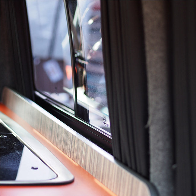 For VW T6.1 Transporter Van Conversion Premium Curtains Van-X - Black/Black