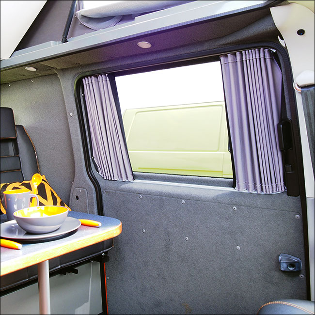For VW T6.1 Transporter Van Conversion Premium Curtains Van-X - Black/Grey
