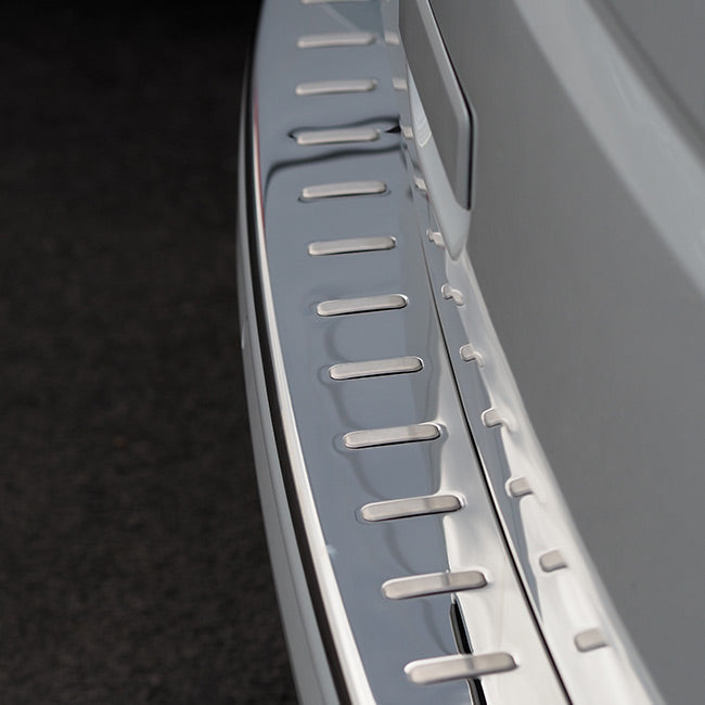 VW T6.1 Rear Bumper Protector for Barn Doors - Stainless Steel (Mirror + Brushed Insert) | 3M Tape
