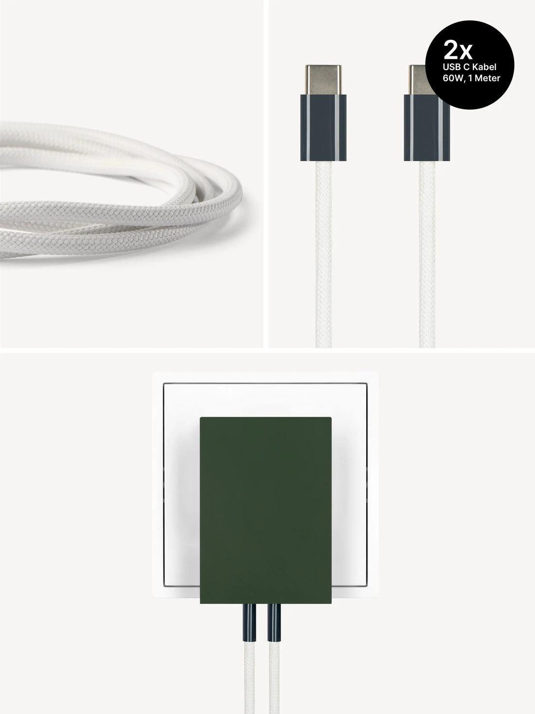 USB-C Ladegerät 65W + 2x USB-C Kabel (Midnight)