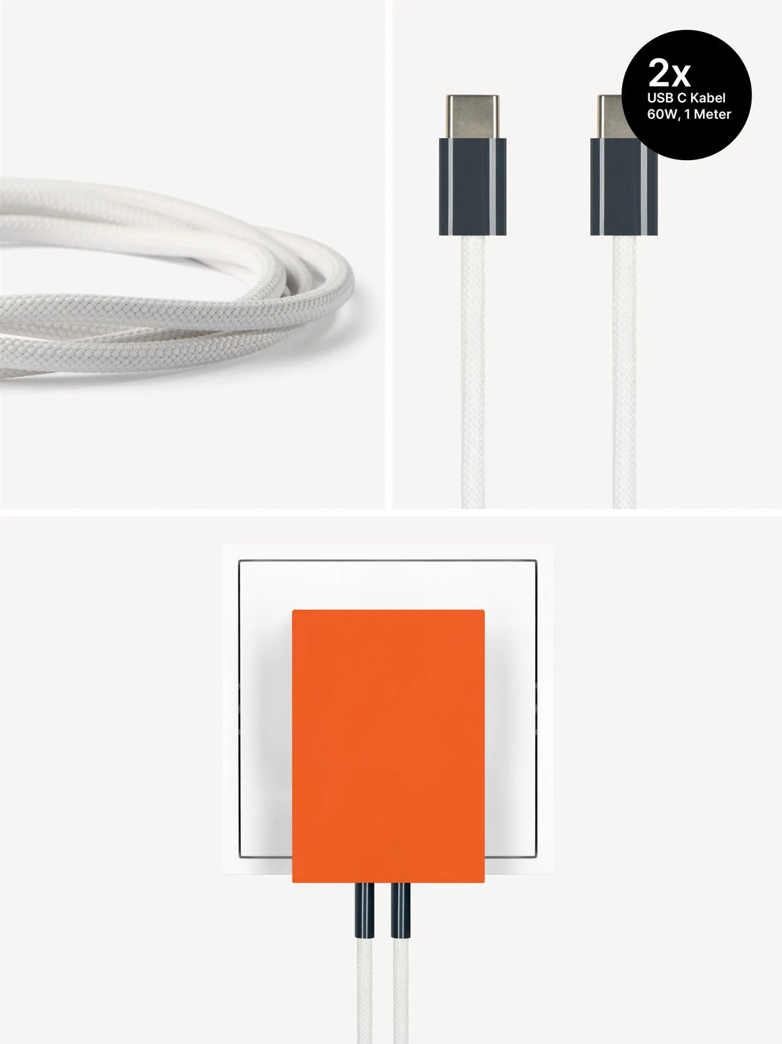 USB-C Ladegerät 65W + 2x USB-C Kabel (Midnight)