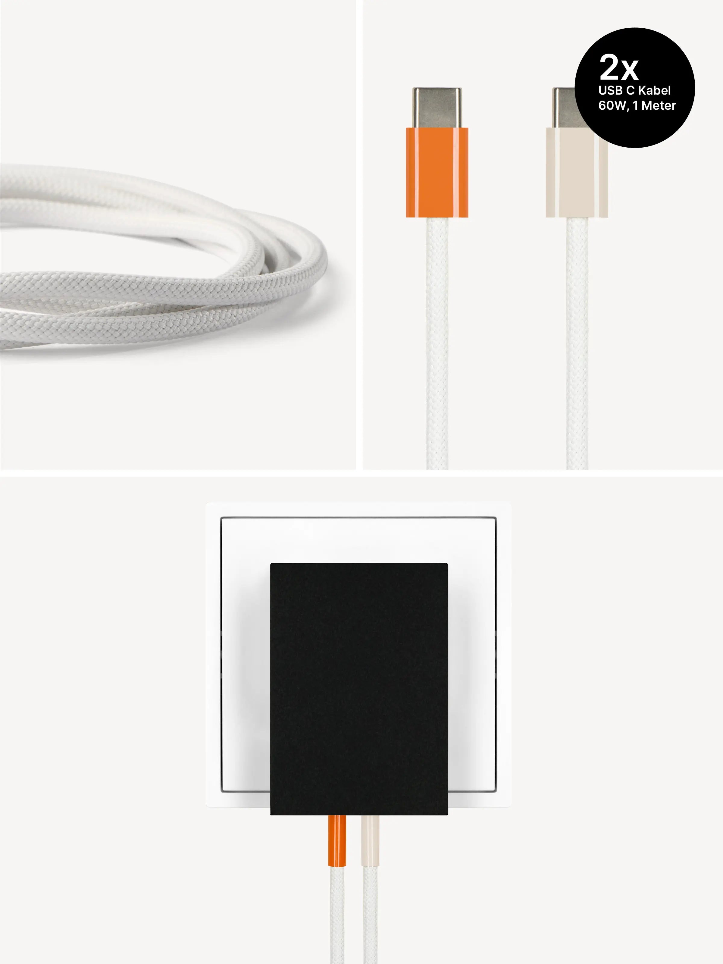 USB-C Ladegerät 65W + 2x USB-C Kabel (Autumn+Dune)