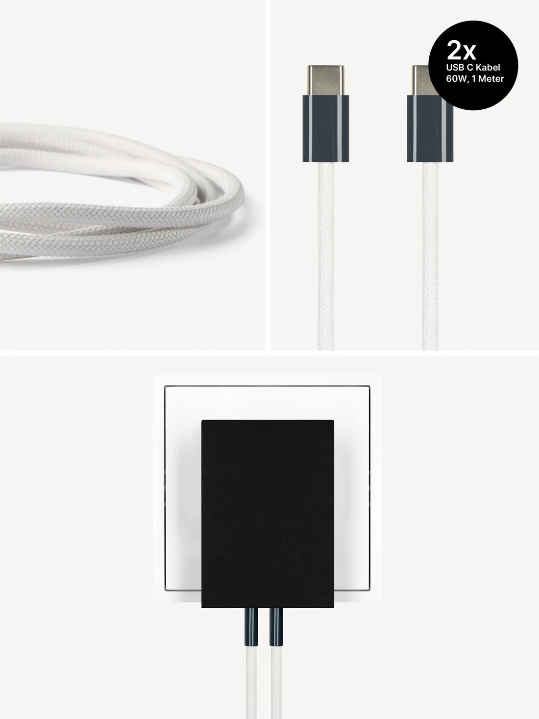 USB-C Ladegerät 65W + 2x USB-C Kabel (Midnight)