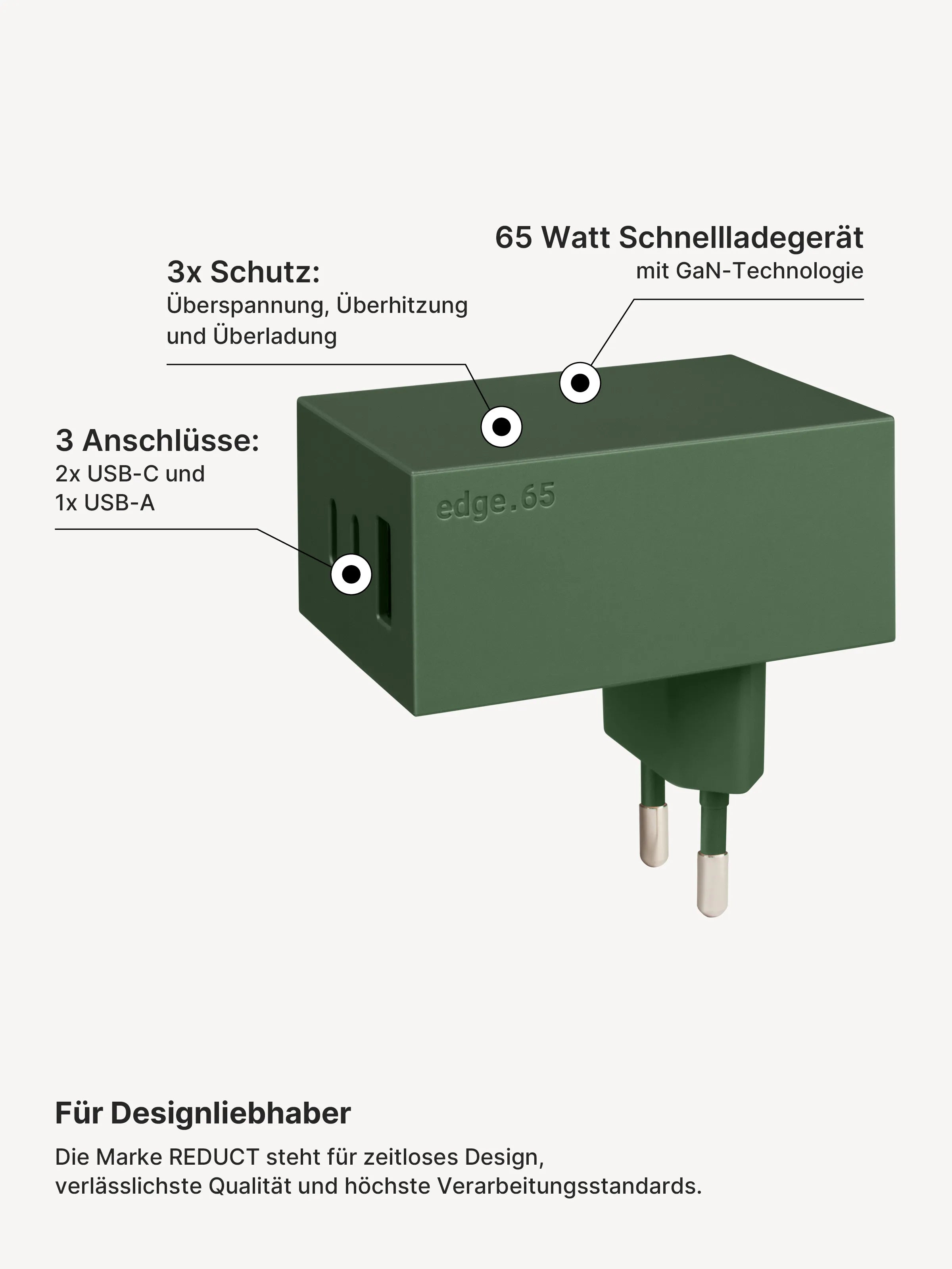 edge.65 (65 Watt) USB Ladegerät. Farbe: Forest