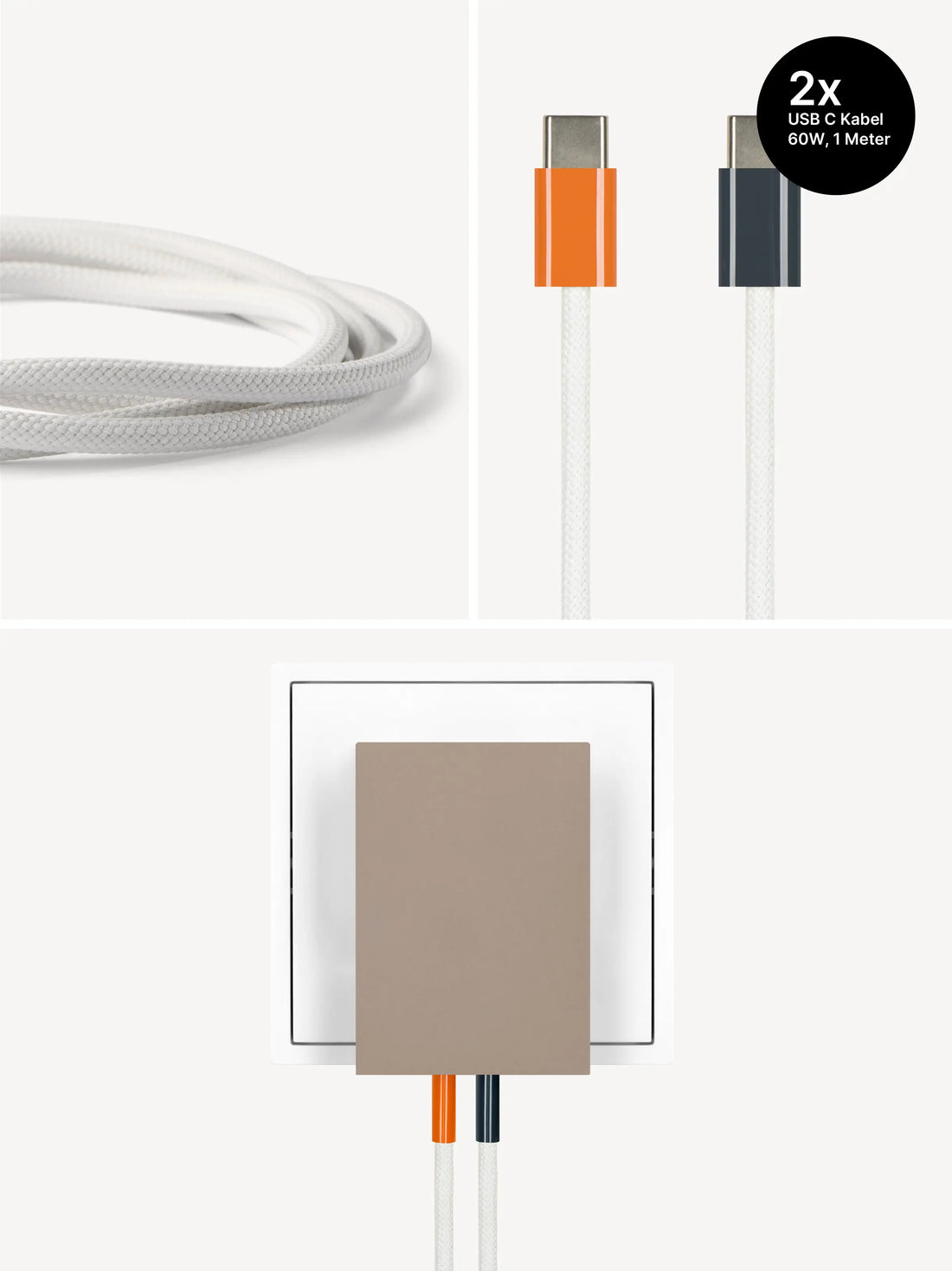USB-C Ladegerät 65W + 2x USB-C Kabel (Autumn+Midnight)
