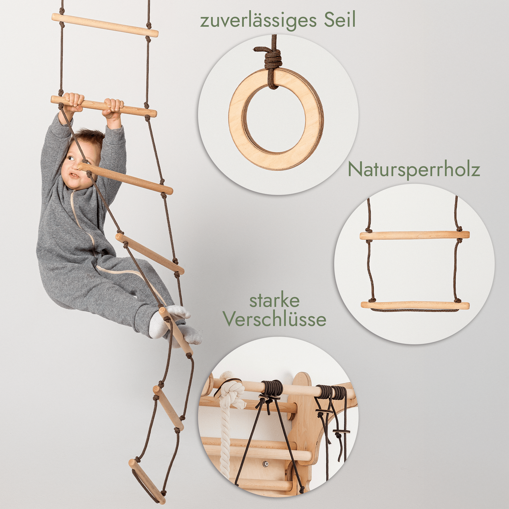 Set of three swings: Disc + Rings + Rope Ladder