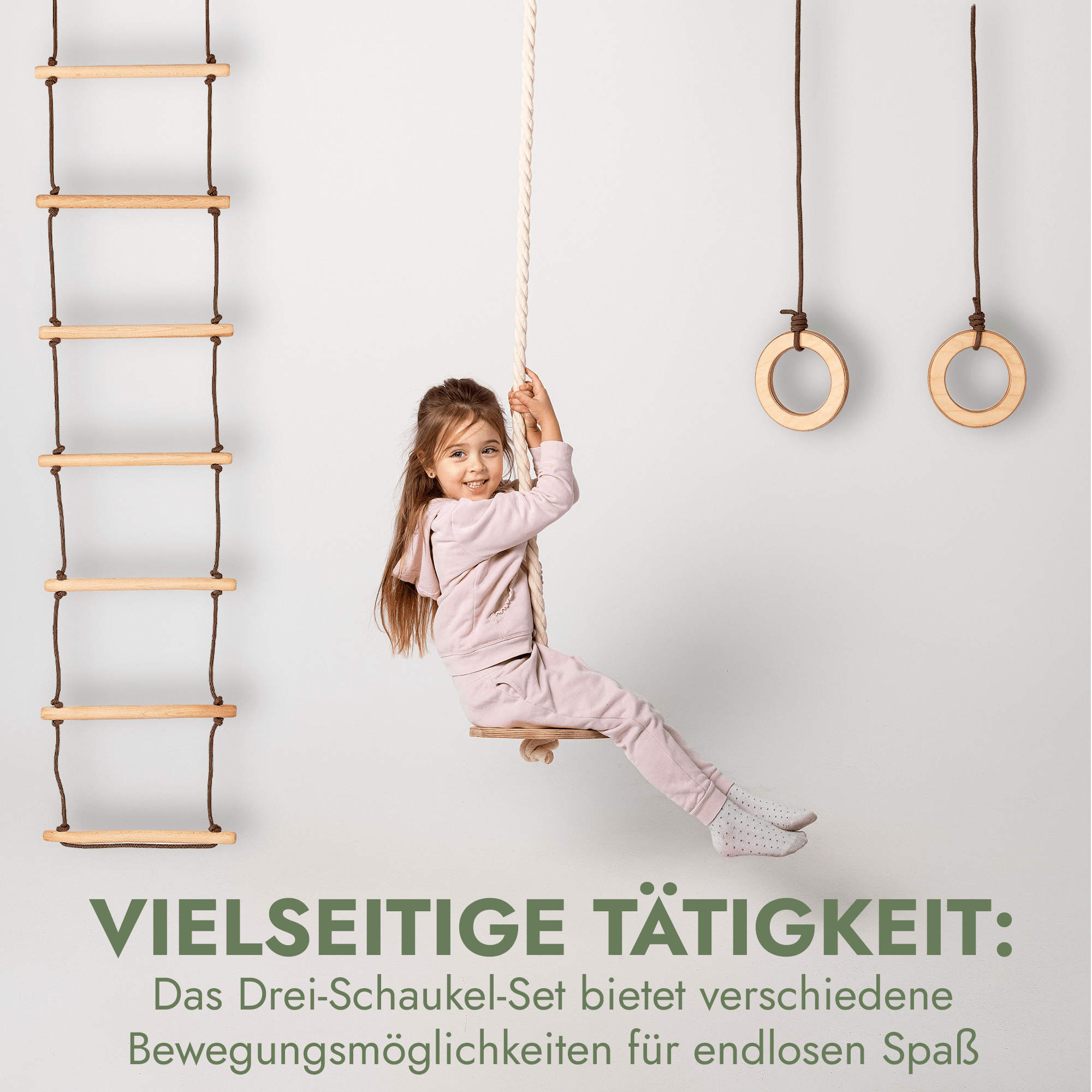 Set of three swings: Disc + Rings + Rope Ladder