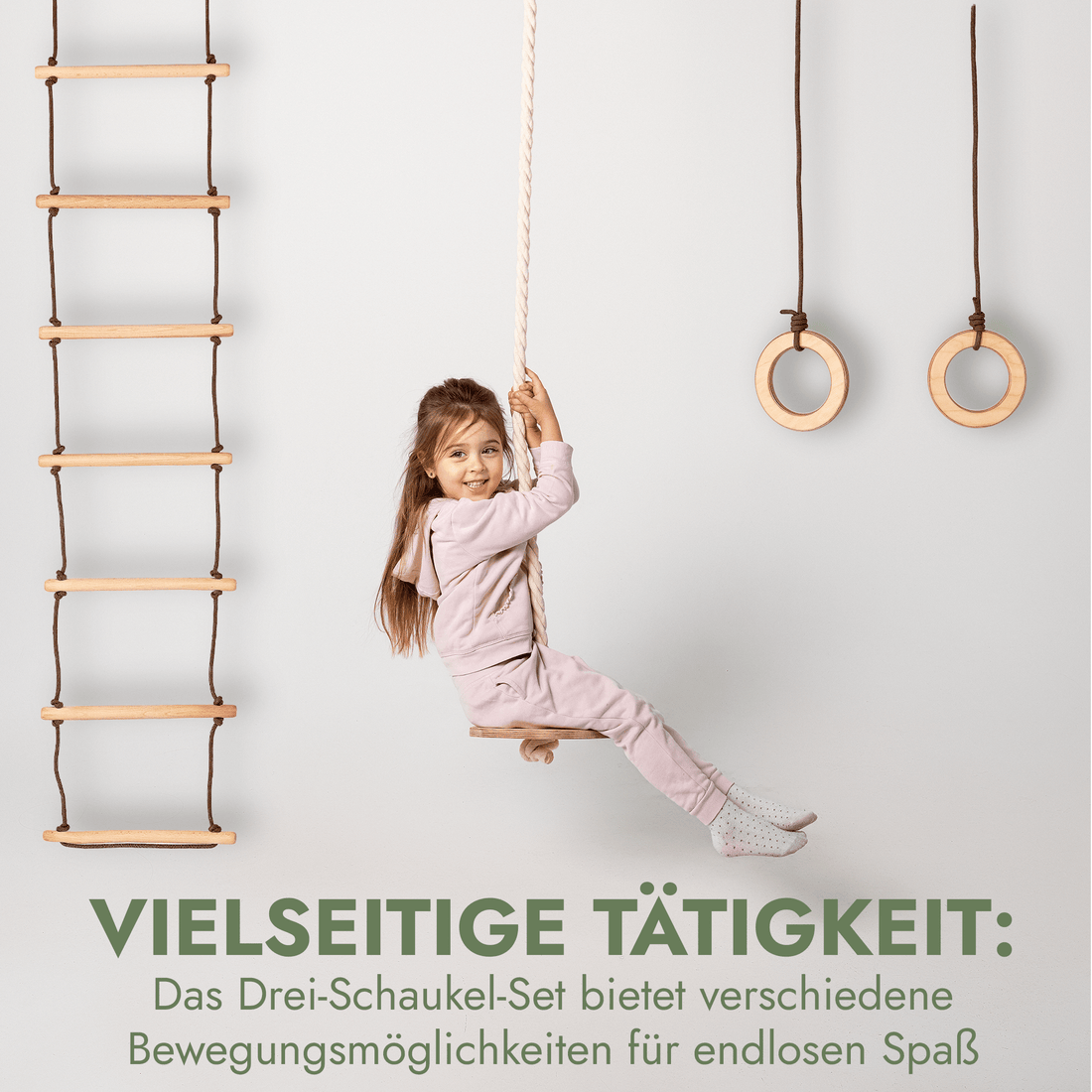 Set of three swings: Disc + Rings + Rope Ladder