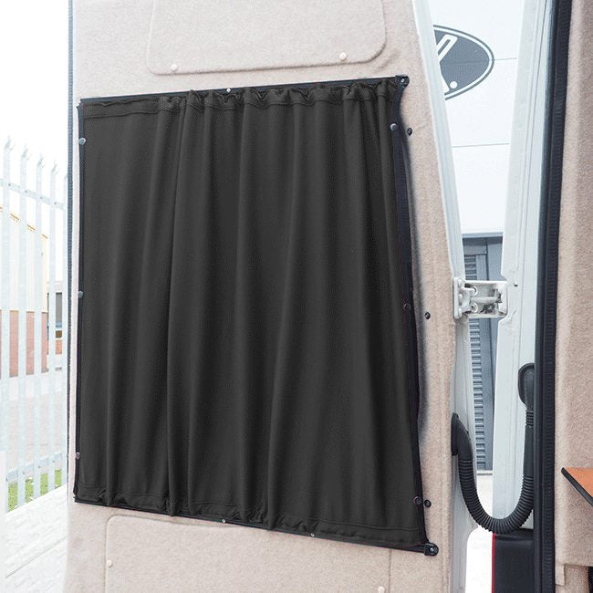 VW Crafter Premium Rear Door Window Curtain Set (Barn Doors) – 2-in-1 Blackout Curtain Kit incl. Mounting Set