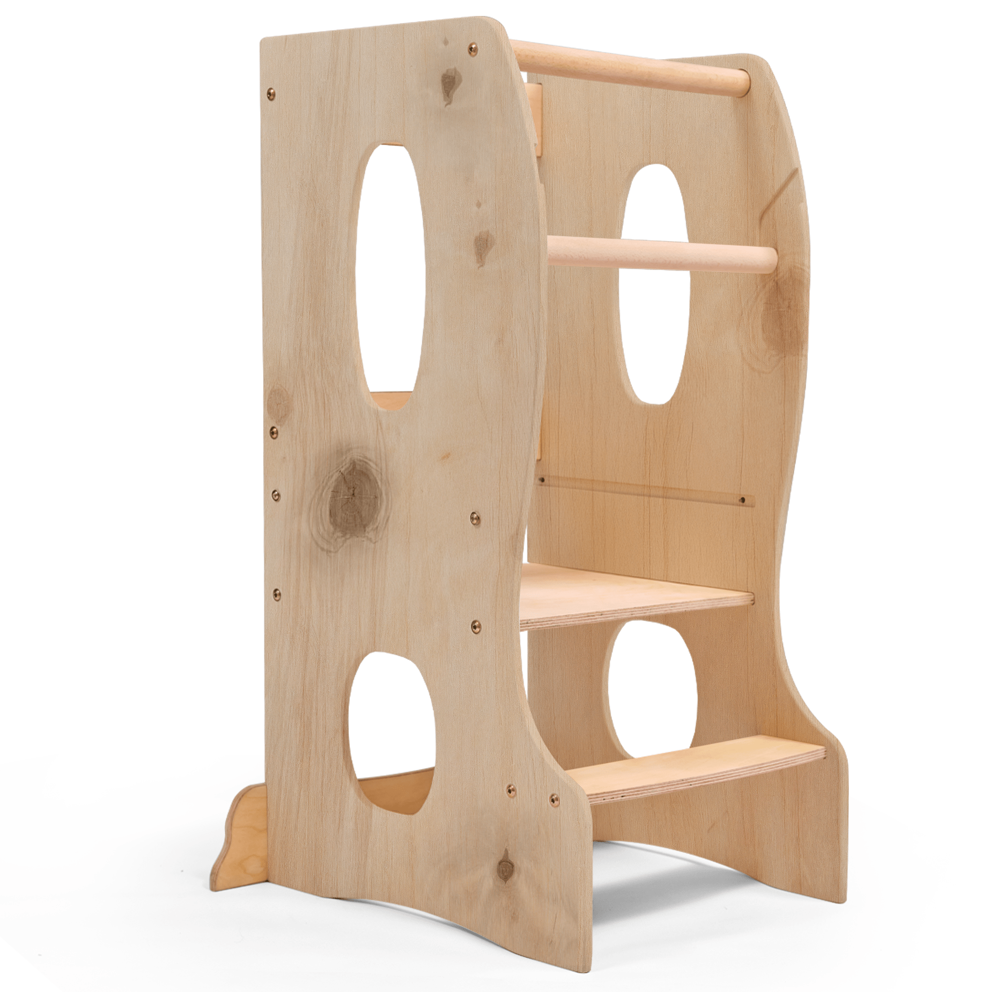 Stable Montessori Learning Tower: Grow-With-Me Wooden High Chair – Beige