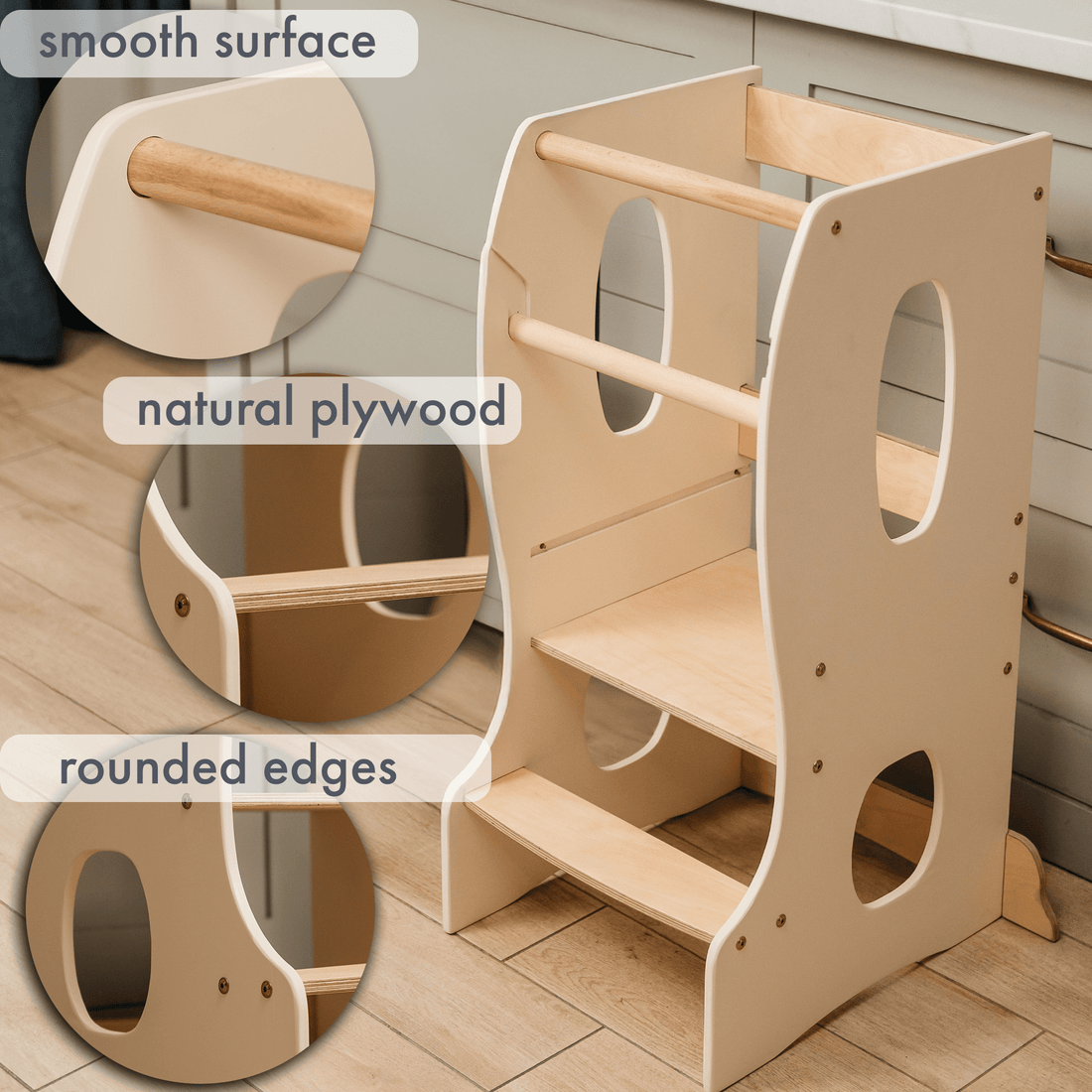 Stable Montessori Learning Tower: Grow-with-Me Wooden Kids' Chair – Ivory