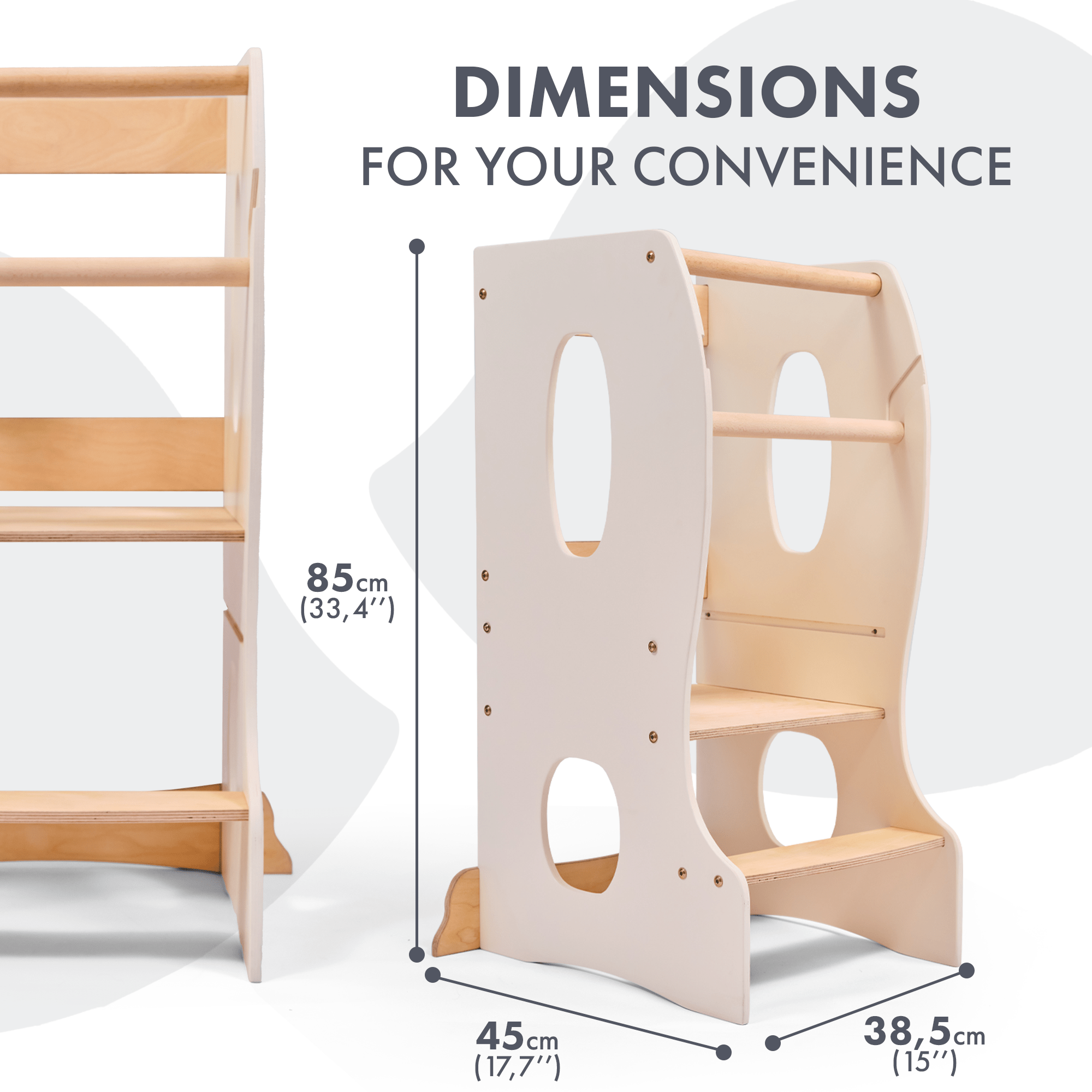 Stable Montessori Learning Tower: Grow-with-Me Wooden Kids' Chair – Ivory