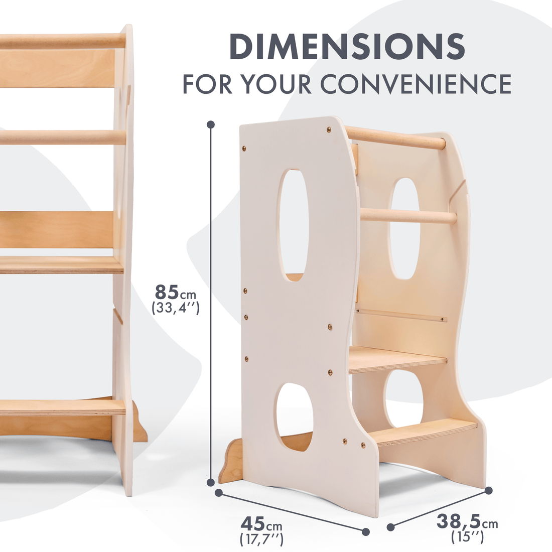 Stable Montessori Learning Tower: Grow-with-Me Wooden Kids' Chair – Ivory