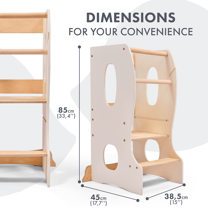 Stable Montessori Learning Tower: Grow-with-Me Wooden Kids' Chair – Ivory