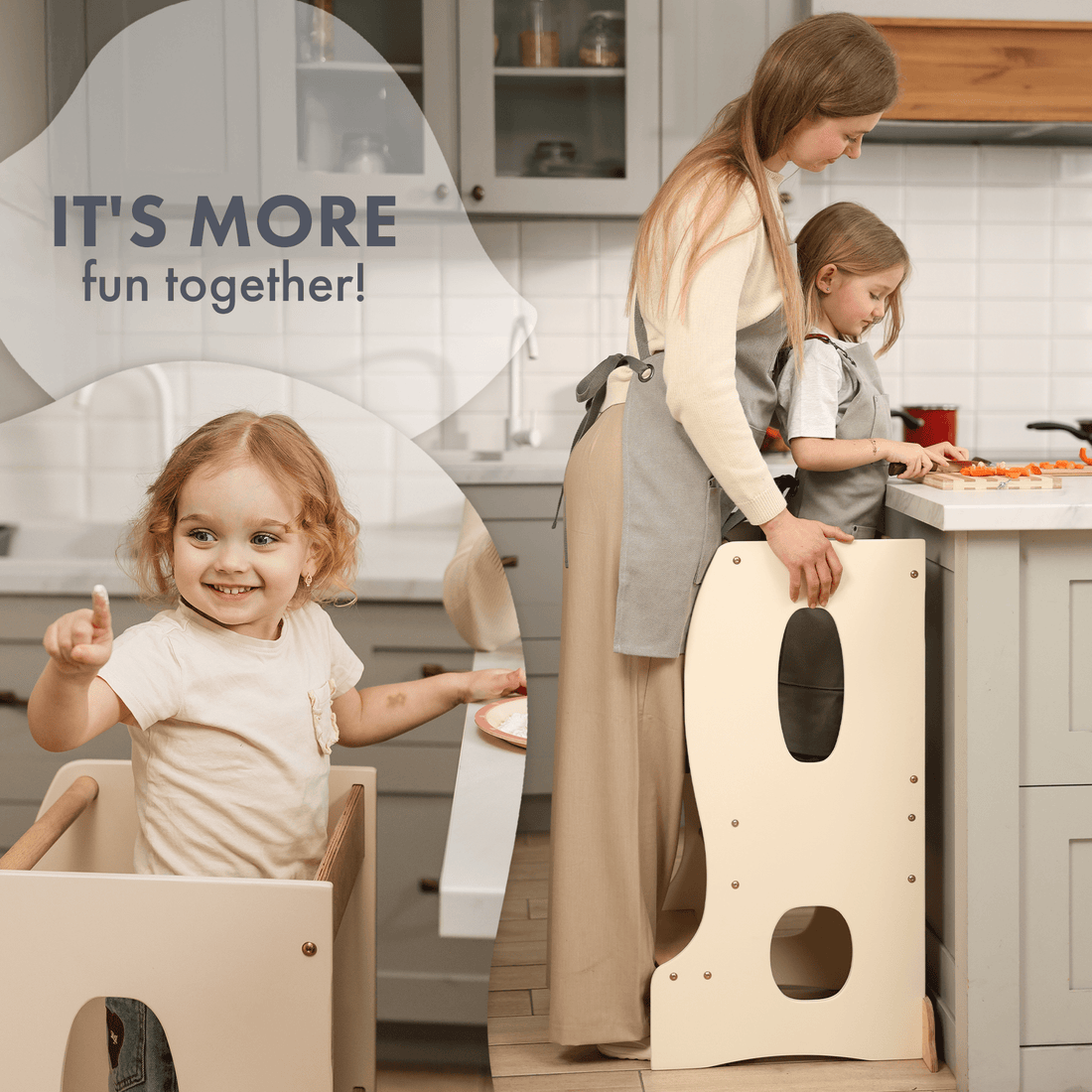 Stable Montessori Learning Tower: Grow-with-Me Wooden Kids' Chair – Ivory