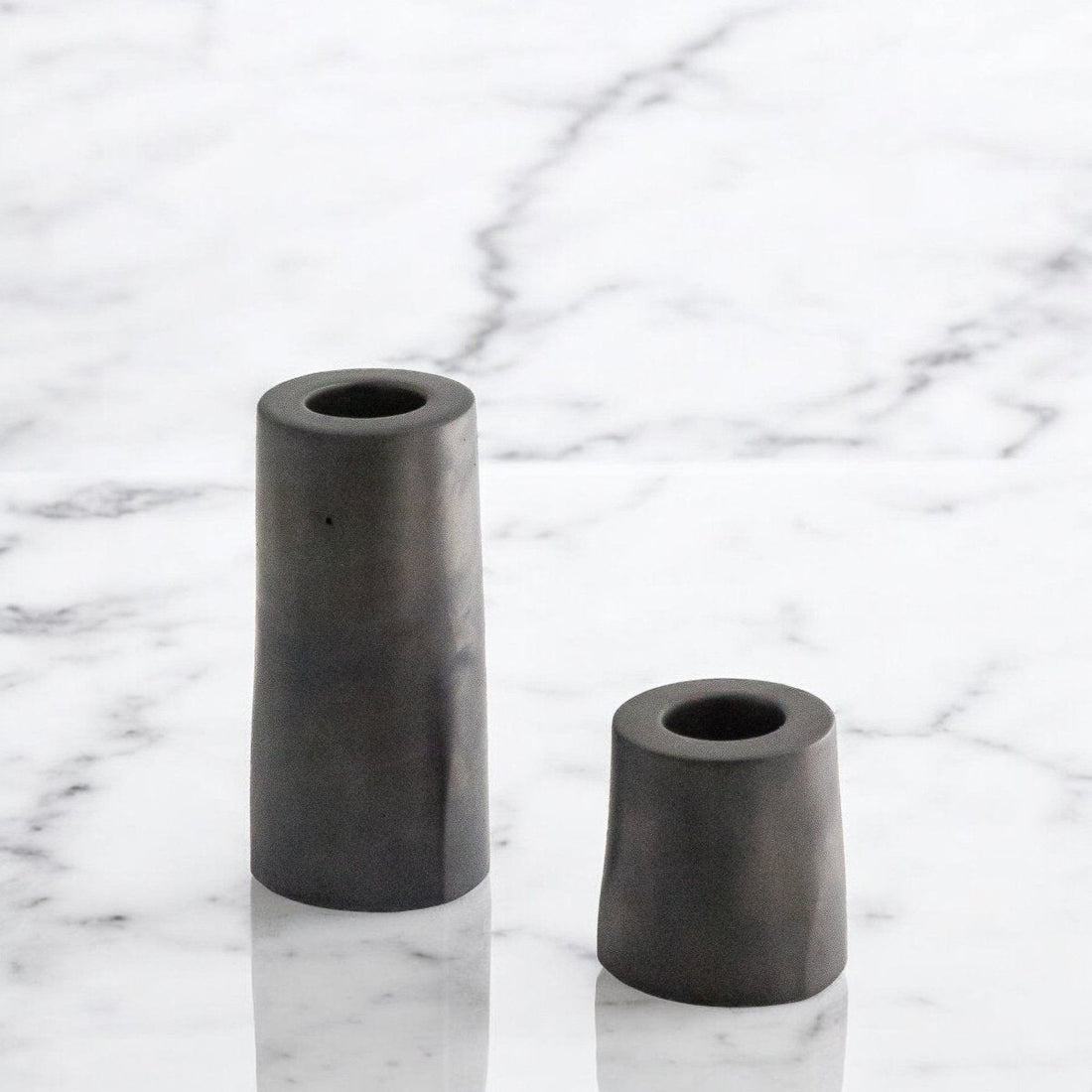Taper Candle Holders STELLA (Set of 2) – Minimalist Concrete Candle Holders in Grey & Anthracite, Handmade