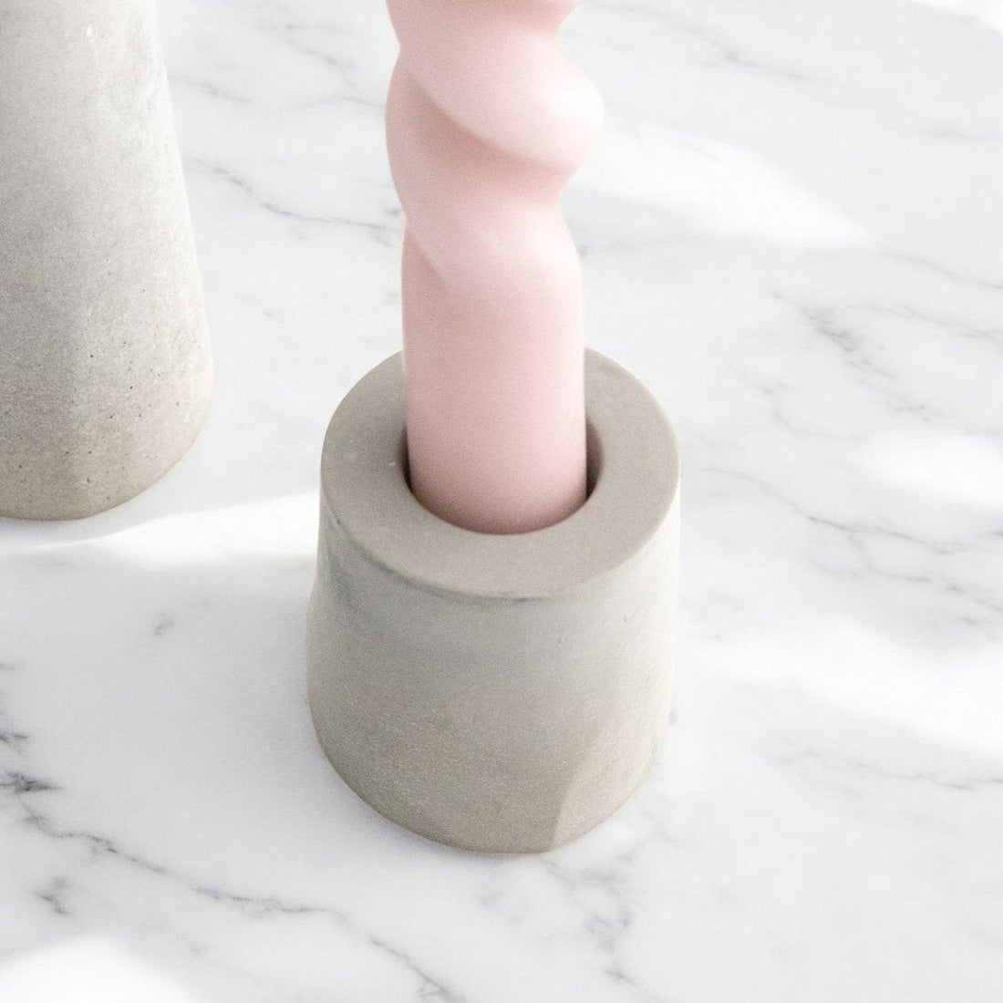 Taper Candle Holders STELLA (Set of 2) – Minimalist Concrete Candle Holders in Grey & Anthracite, Handmade