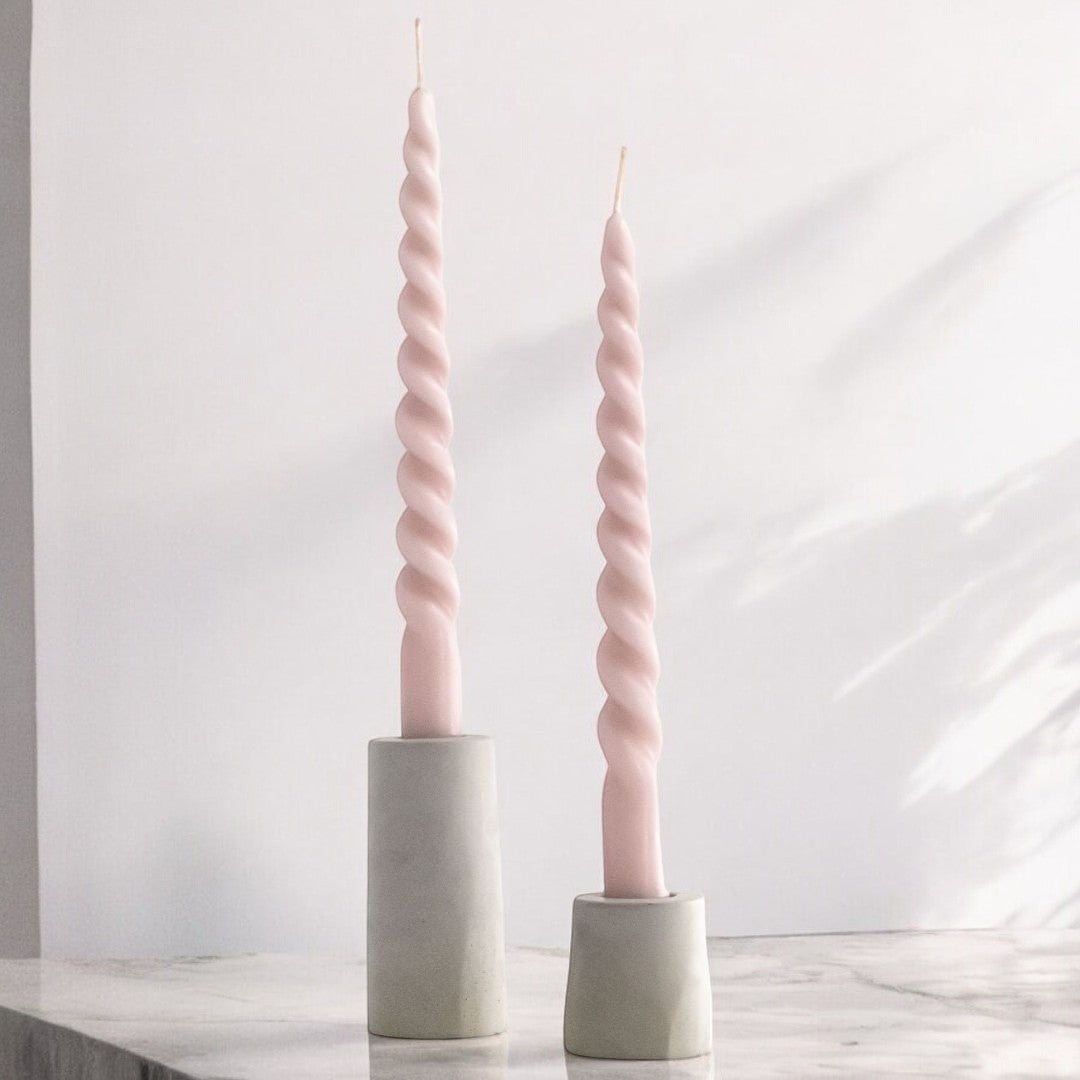 Taper Candle Holders STELLA (Set of 2) – Minimalist Concrete Candle Holders in Grey & Anthracite, Handmade