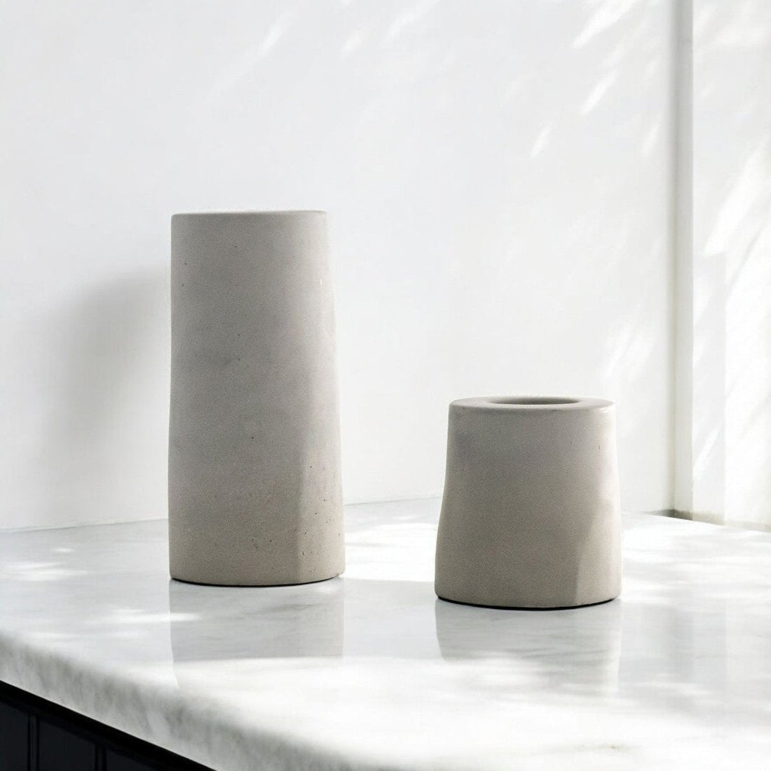 Taper Candle Holders STELLA (Set of 2) – Minimalist Concrete Candle Holders in Grey & Anthracite, Handmade
