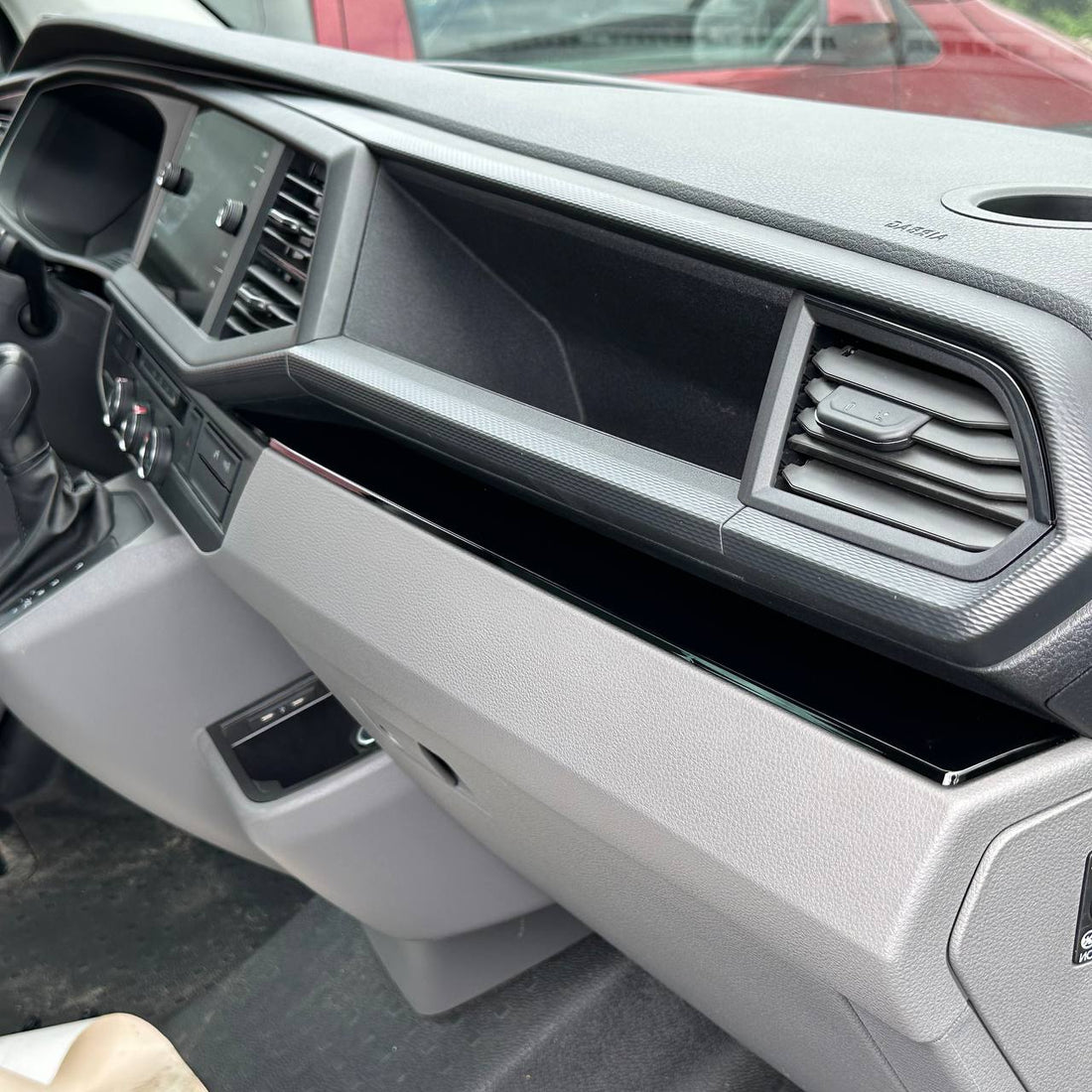 For VW T6.1 Transporter Dashboard Upgrade Van-X – Premium 4-Piece Gloss Black Lower Dash Trim &amp; Door Card Set