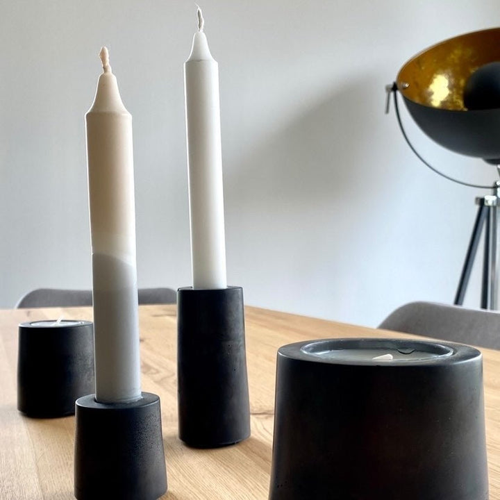 Tealight Holders GEMMA (Set of 2) – Modern Concrete Tealight Glasses in Grey or Anthracite, Handmade