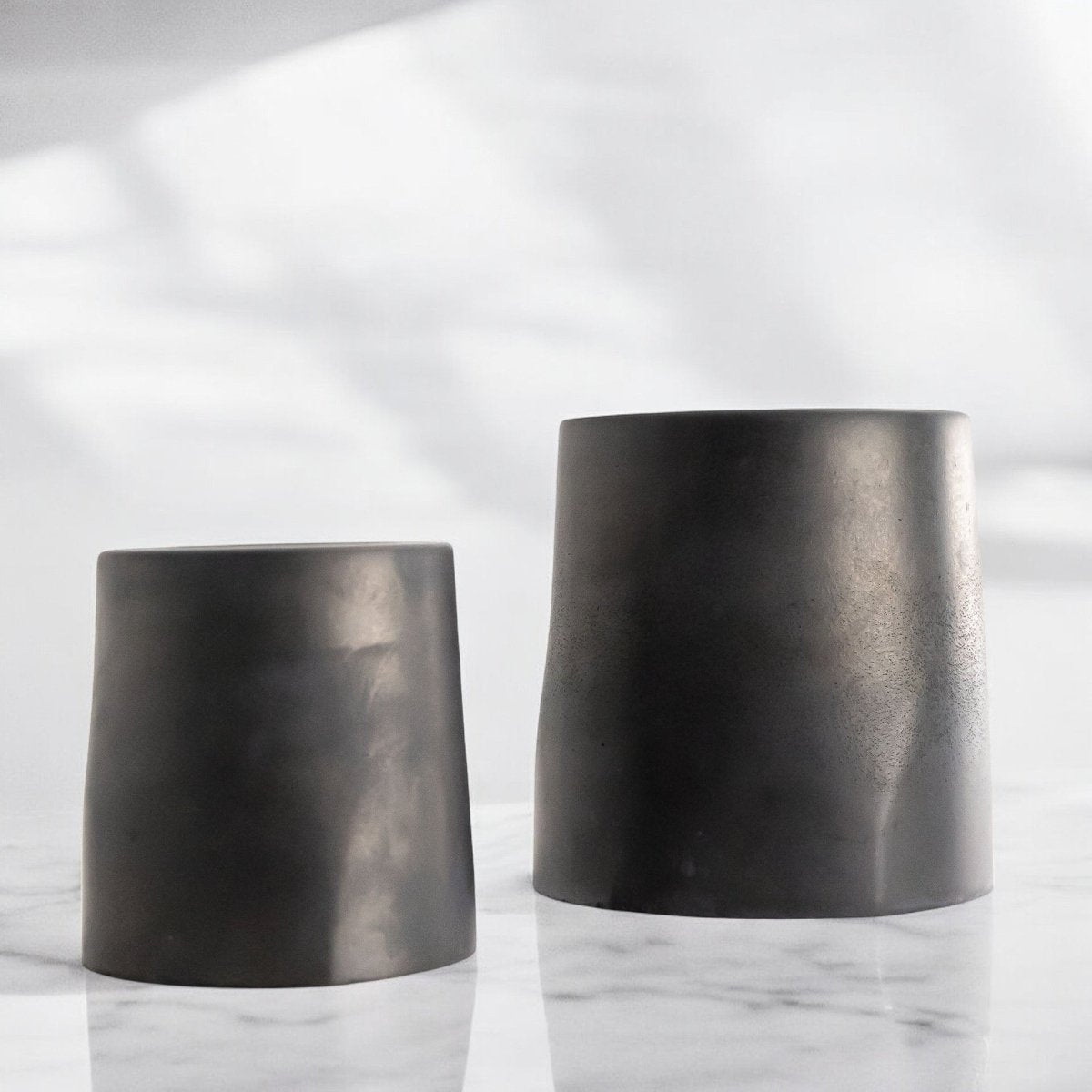 Tealight Holders GEMMA (Set of 2) – Modern Concrete Tealight Glasses in Grey or Anthracite, Handmade