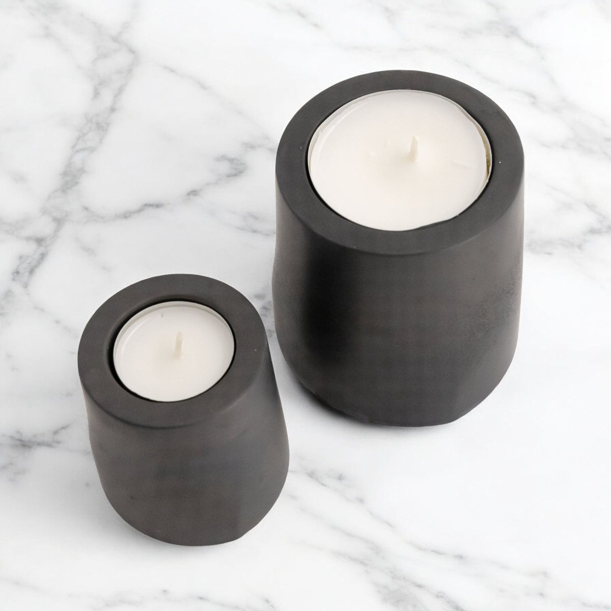 Tealight Holders GEMMA (Set of 2) – Modern Concrete Tealight Glasses in Grey or Anthracite, Handmade
