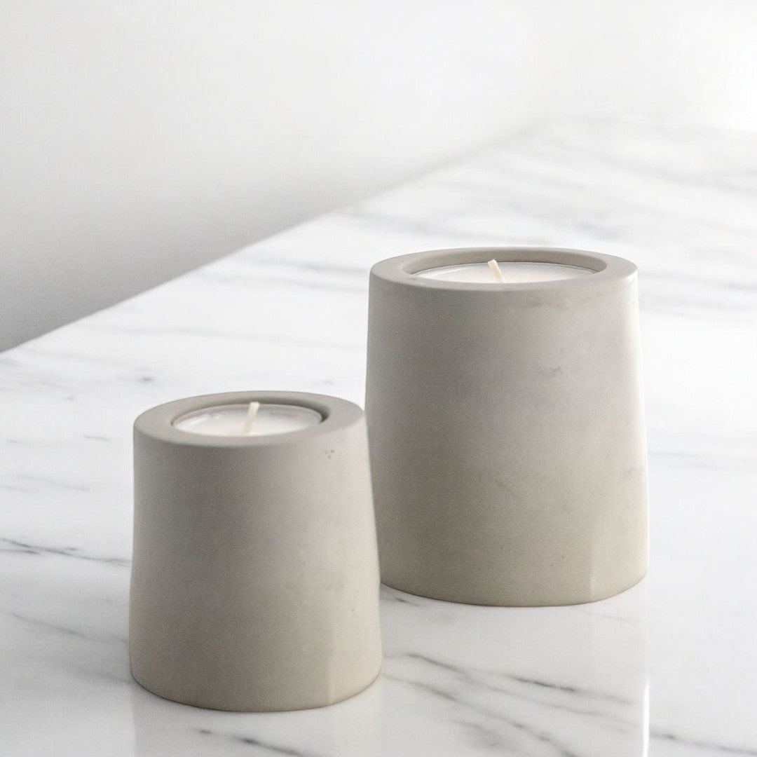 Tealight Holders GEMMA (Set of 2) – Modern Concrete Tealight Glasses in Grey or Anthracite, Handmade