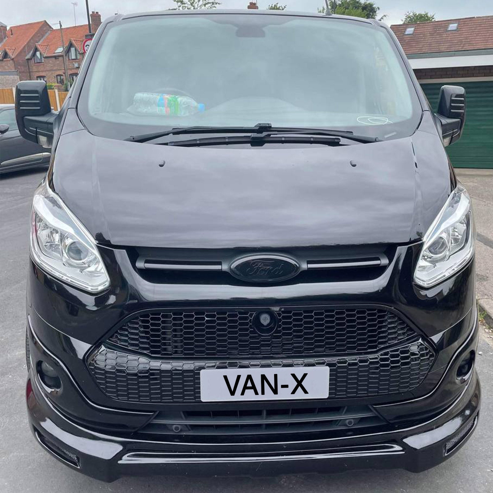 For Ford Transit Custom Honeycomb Front Grille – Gloss Black (2012-2018)