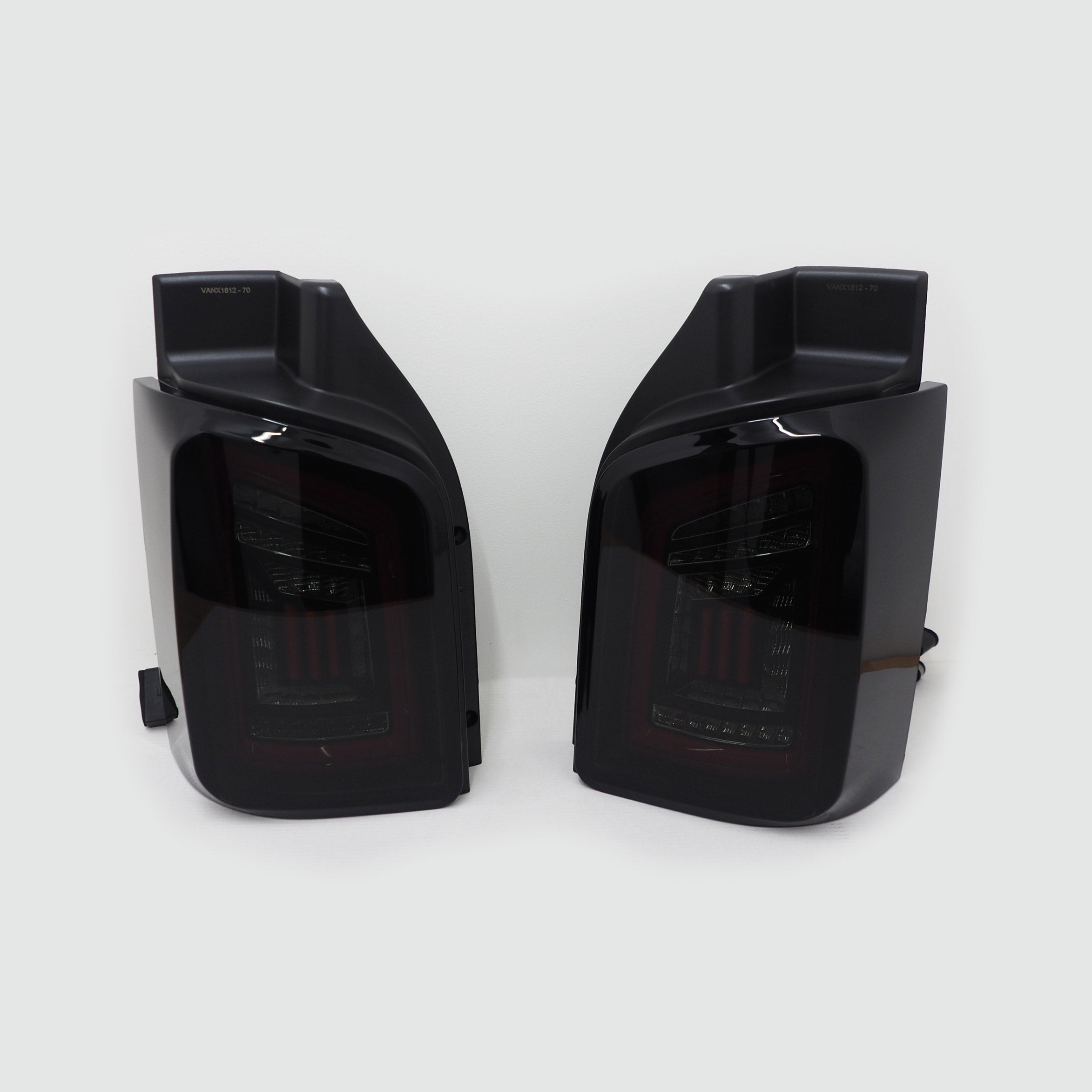 For VW T5, T5.1 Smoked Barn Door LHD Rear Lights Red Bars LED Left Hand Drive Van only MK3