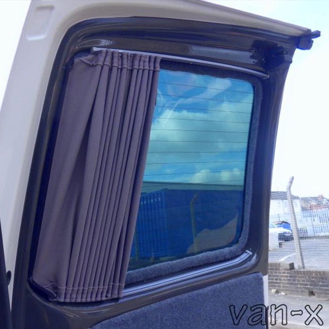 For VW T6.1 Transporter Van Conversion Premium Curtains Van-X - Black/Grey