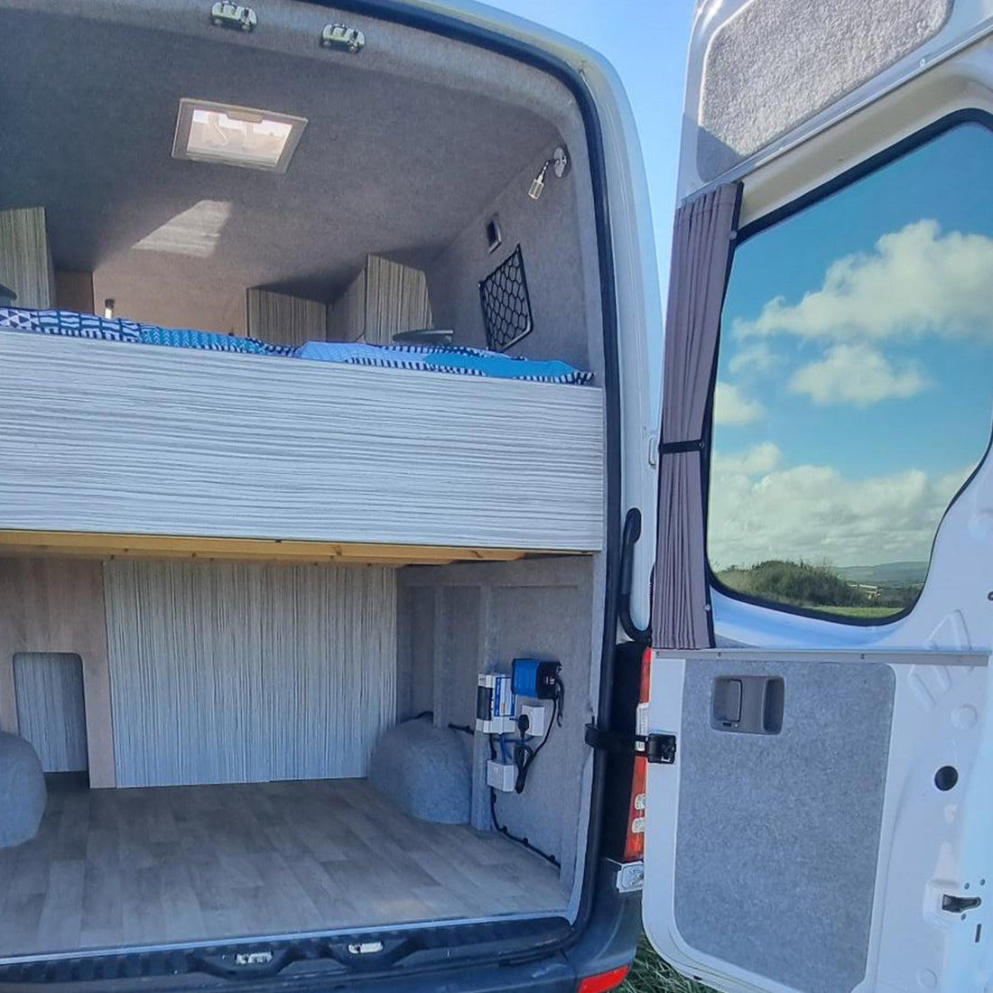 For Mercedes Sprinter Premium Window Curtains Van-X - Black/Grey