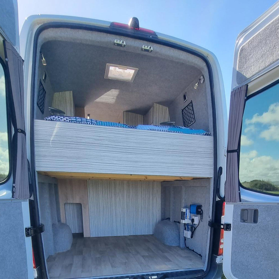 For Mercedes Sprinter Premium Window Curtains Van-X - Black/Grey