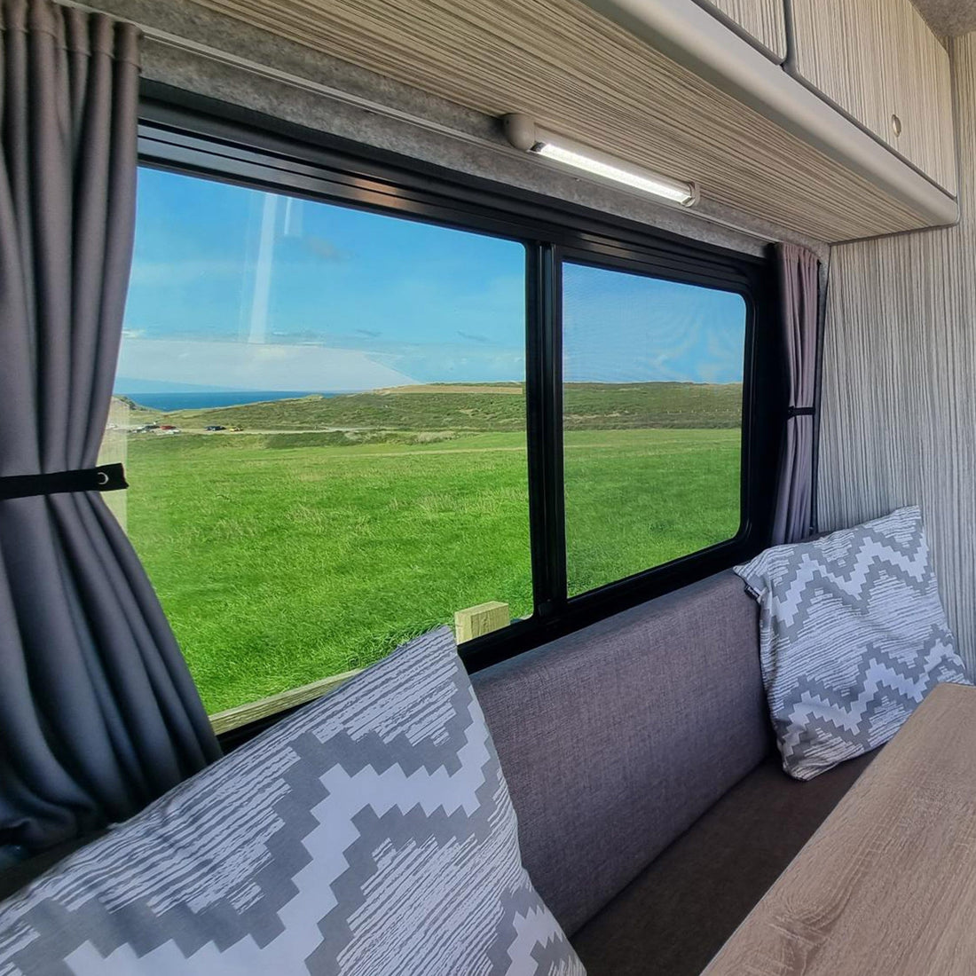 For Mercedes Sprinter Premium Window Curtains Van-X - Black/Grey