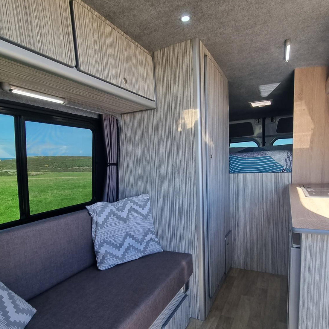 For VW Crafter Premium Window Curtains Van-X - Black/Grey