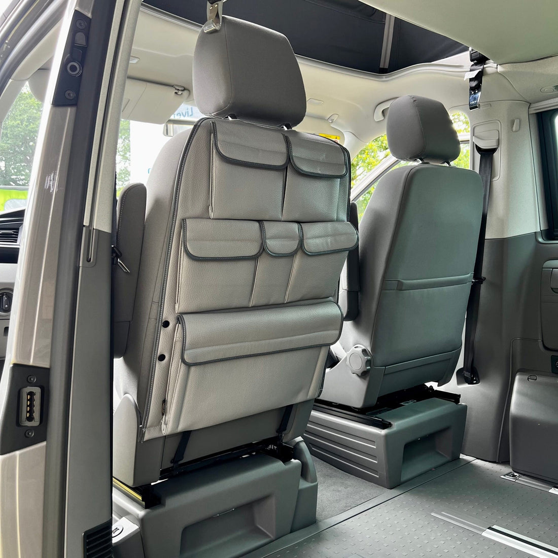 For VW California Ocean, Coast &amp; Beach Campervan Single/Captains Seat Leatherette Back Seat Organizer Storage Solution