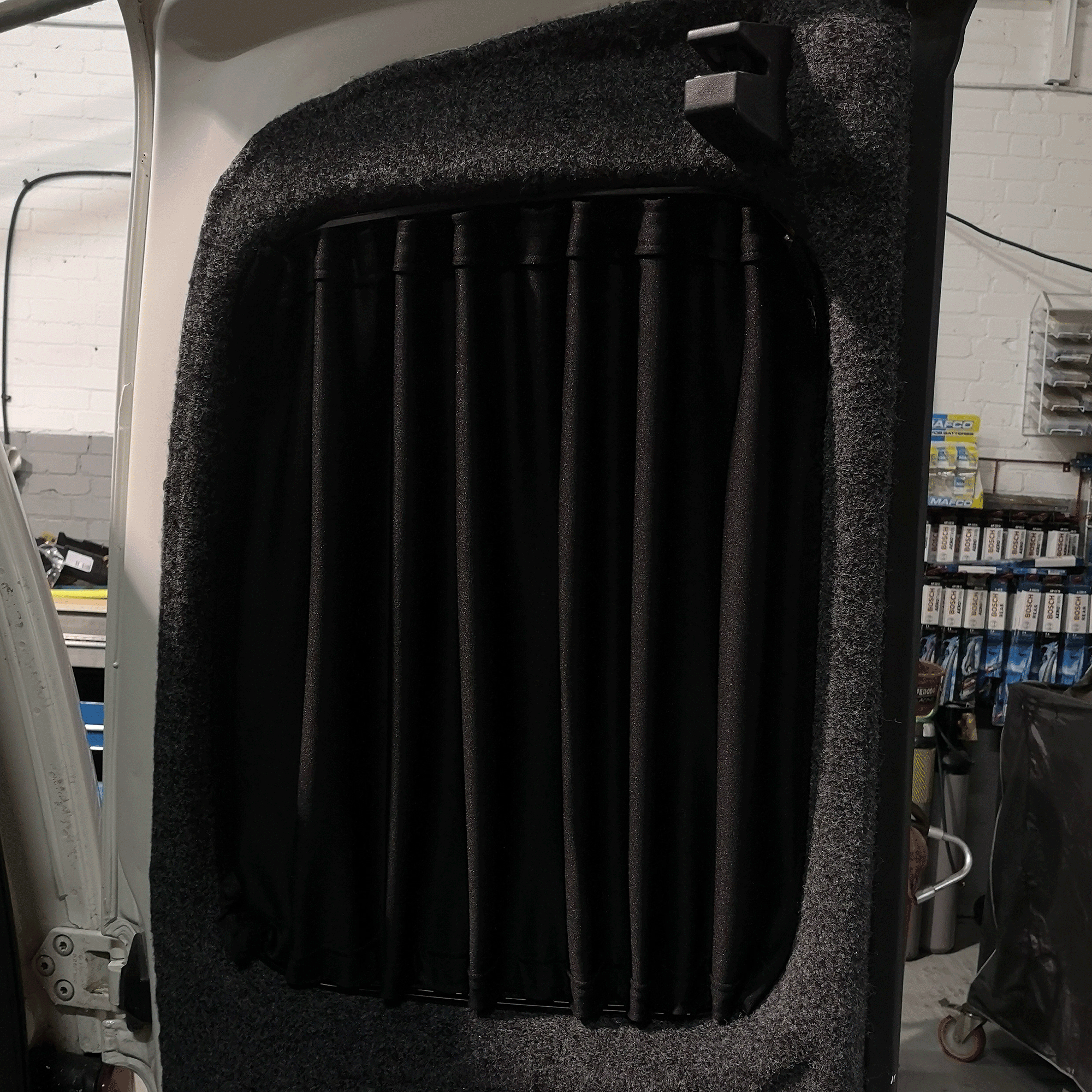 For VW Caddy Premium 1 x Barndoor Window Curtains Van-X