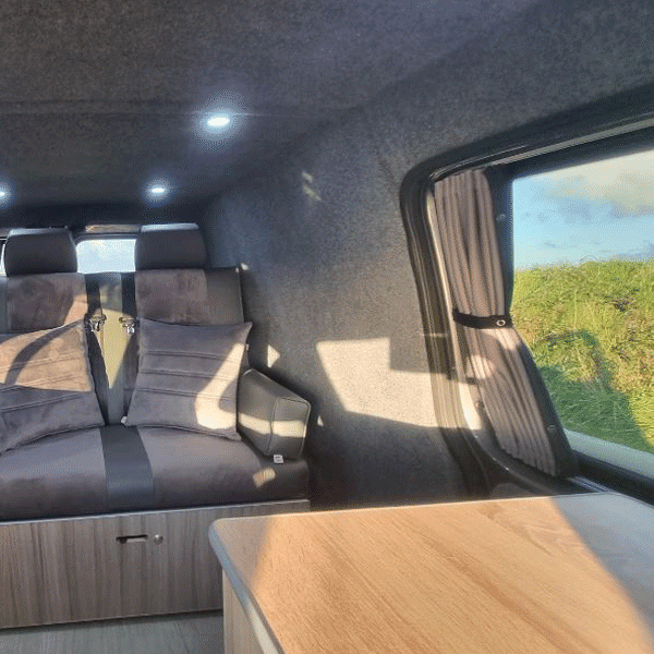For VW Caddy Van Conversion Premium Curtains Van-X - Black/Grey