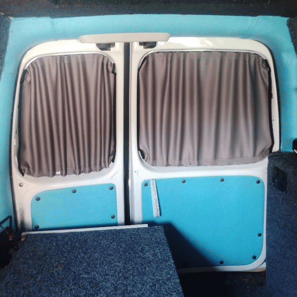 For VW Caddy Van Conversion Premium Curtains Van-X - Black/Grey